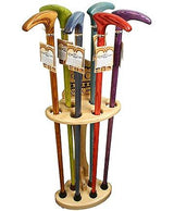 Premium Compact Cane Stand, Pine Wood - Holds 6 Walking Cane Stands - Tophatter Daily Deals