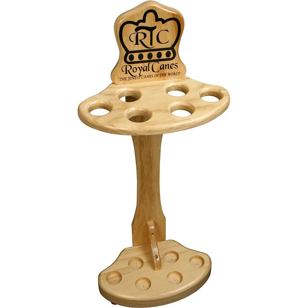 Premium Compact Cane Stand, Pine Wood - Holds 6 Walking Cane Stands - Tophatter Daily Deals