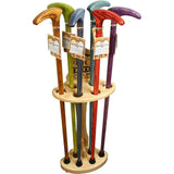 Premium Compact Cane Stand, Pine Wood - Holds 6 Walking Cane Stands - Tophatter Daily Deals