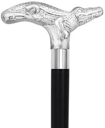 Chrome Plated Alligator Handle Walking Cane w/ Custom Shaft and Collar Wild Game Walking Canes - Tophatter Daily Deals