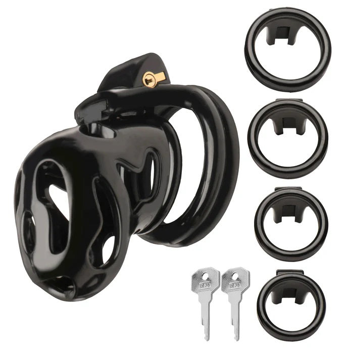 Hard Stop Double Ring Chastity Cage Black > Bondage Gear > Male Chastity - Tophatter Daily Deals