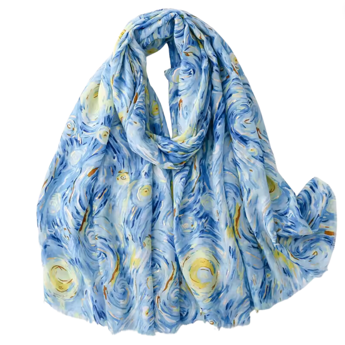 Blue Starry Impressionist Scarf Multi Scarves - Tophatter Daily Deals