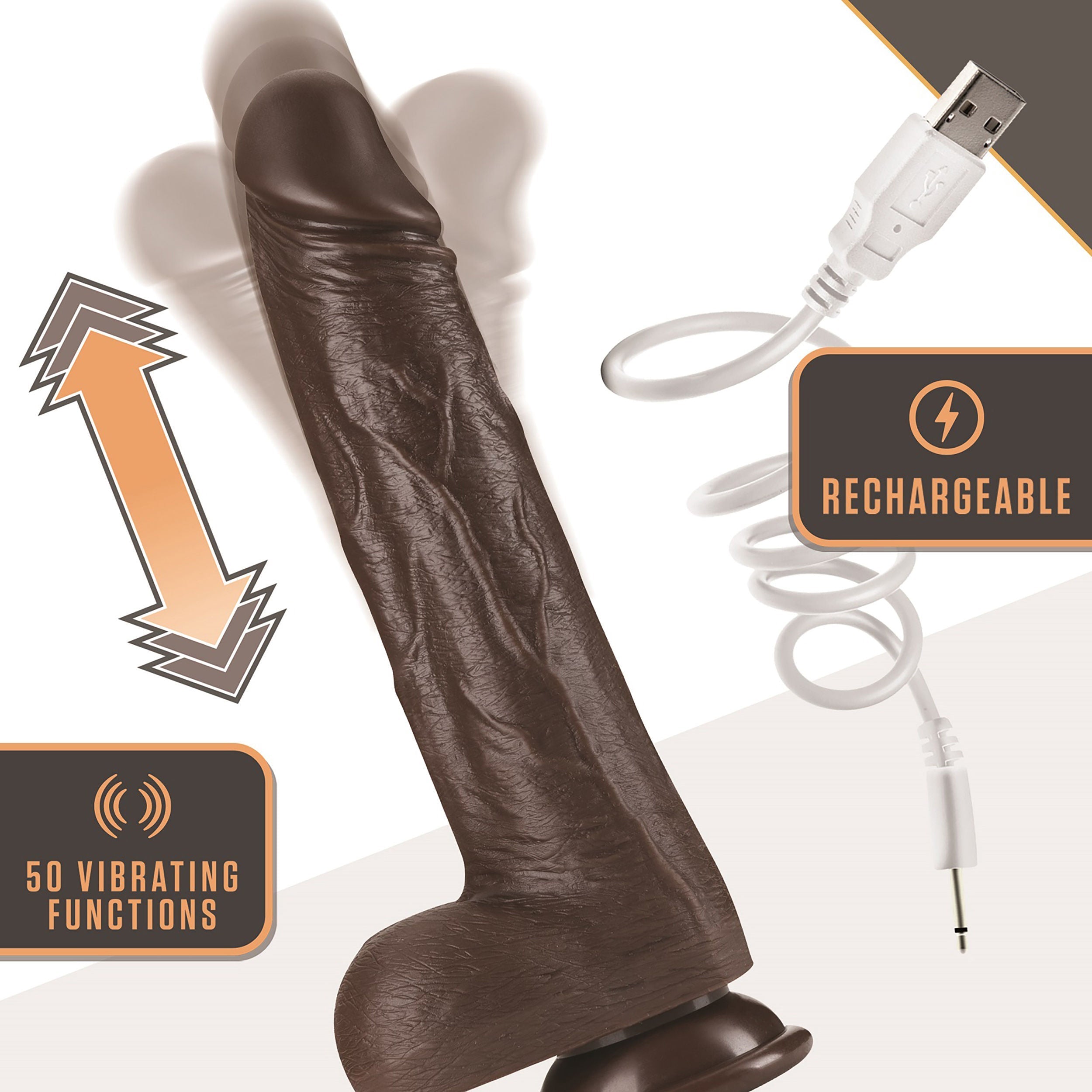 Dr. Skin Dr. Murphy (Chocolate) – 8 Inch Silicone Thrusting and Vibrating Dildo > Dildos > Thrusting Dildos - Tophatter Daily Deals