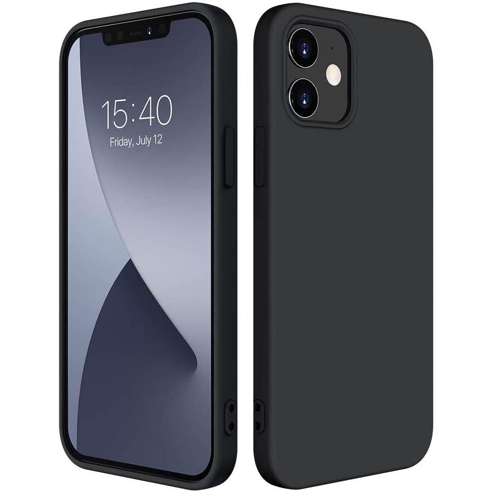 Rubber Case for iPhone 12 and iPhone 12 Pro Case 6.1 inch Black iPhone Case - Tophatter Daily Deals