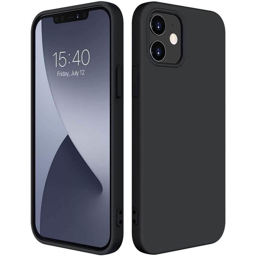 Rubber Case for iPhone 12 and iPhone 12 Pro Case 6.1 inch Black Phone Cases - Tophatter Daily Deals