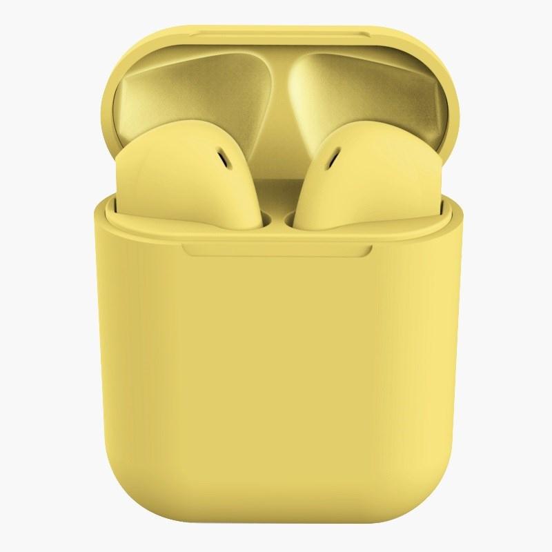Rubber Matte Wireless Earbuds and Charging Case Yellow In-Ear Headphones - Tophatter Daily Deals