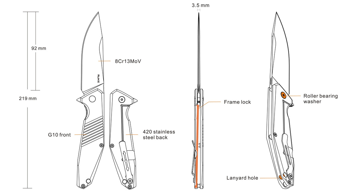 RUIKE KNIFE G10 BLACK FOLDING KNIFE D191-B - Tophatter's Army Deals KNIVES - Tophatter Daily Deals