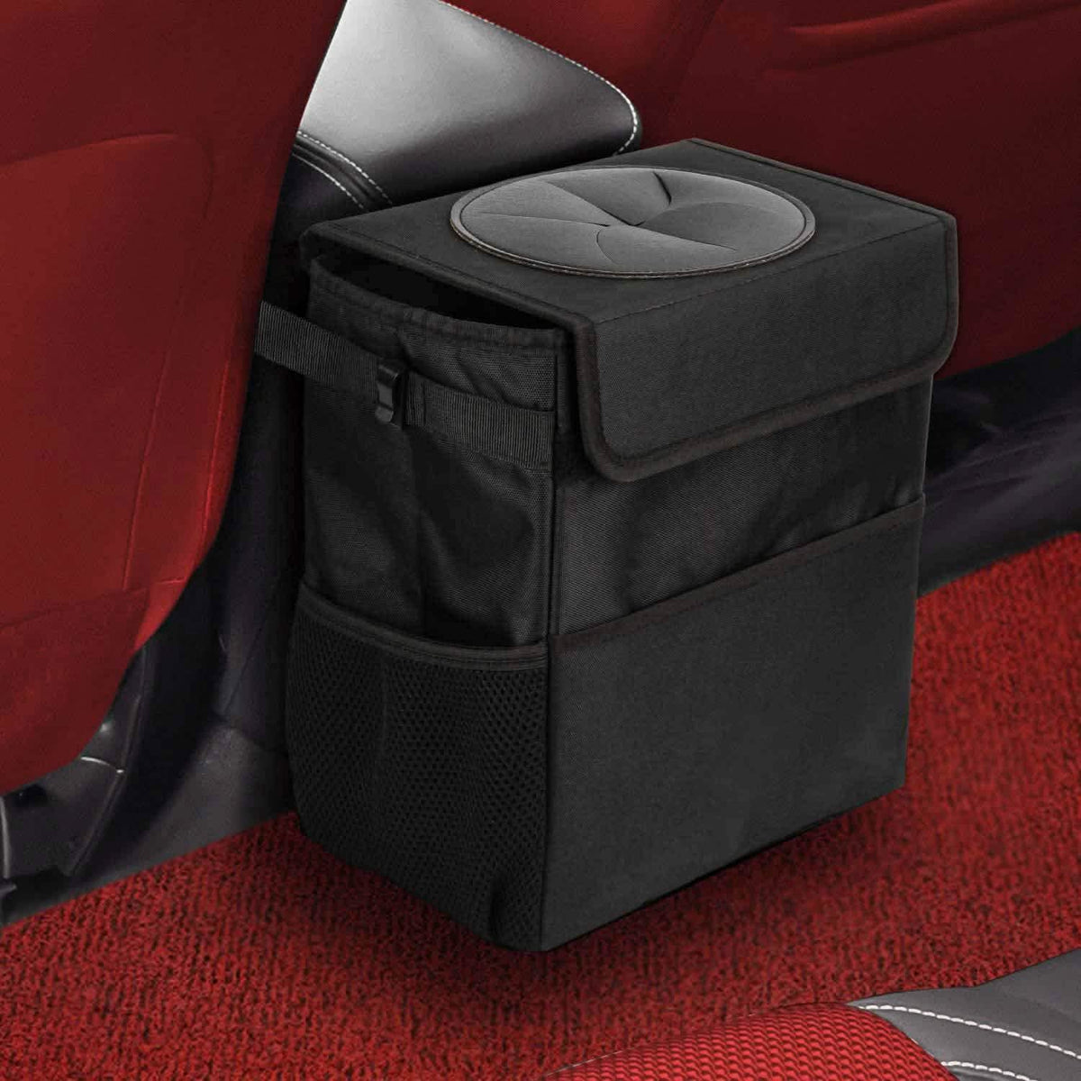 Ryhpez Car Trash Can with Lid - Car Trash Bag Hanging with Storage Pockets Automotive - Tophatter Daily Deals