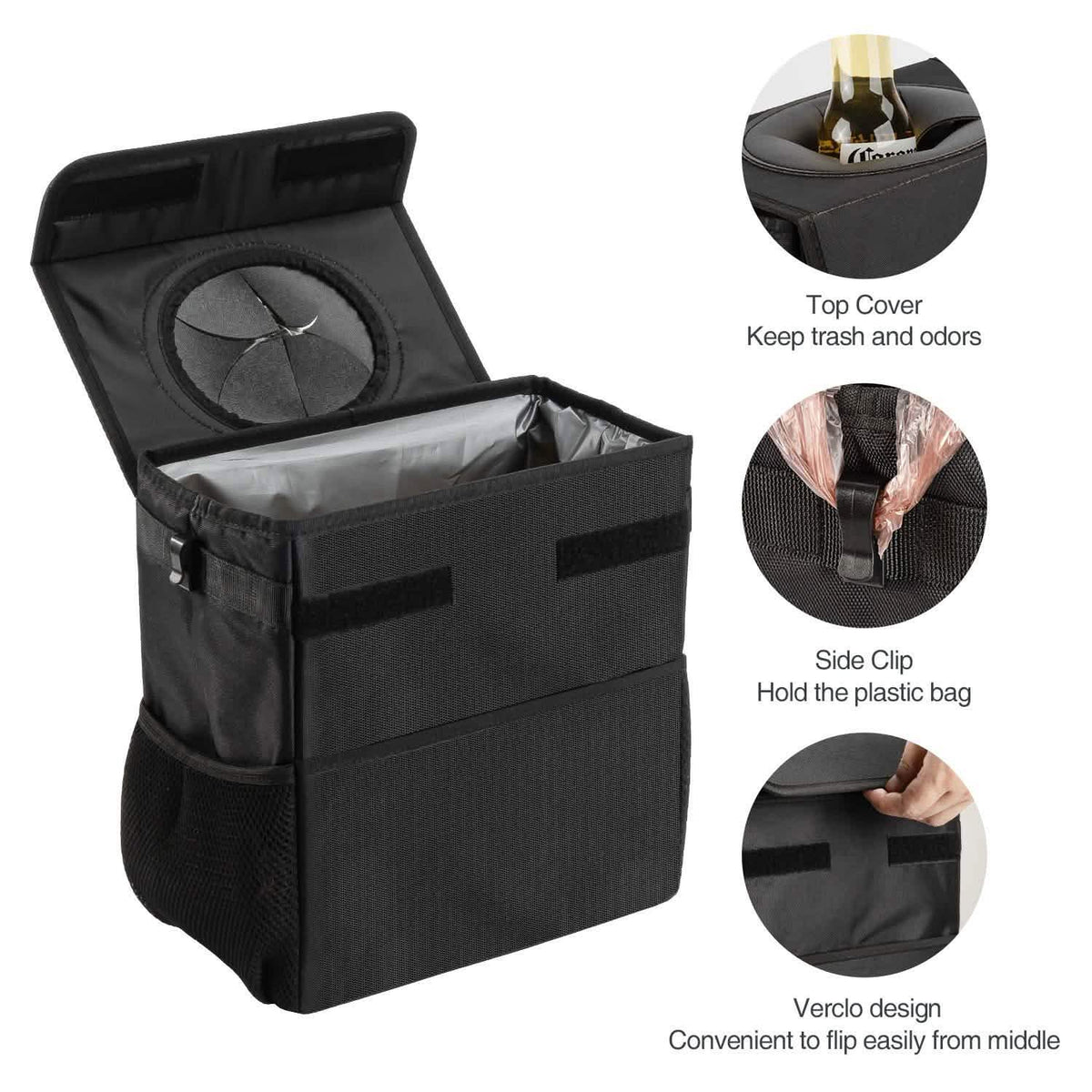 Ryhpez Car Trash Can with Lid - Car Trash Bag Hanging with Storage Pockets Automotive - Tophatter Daily Deals