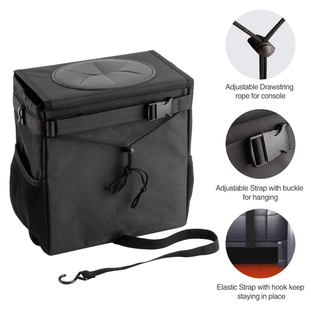Ryhpez Car Trash Can with Lid - Car Trash Bag Hanging with Storage Pockets Automotive - Tophatter Daily Deals