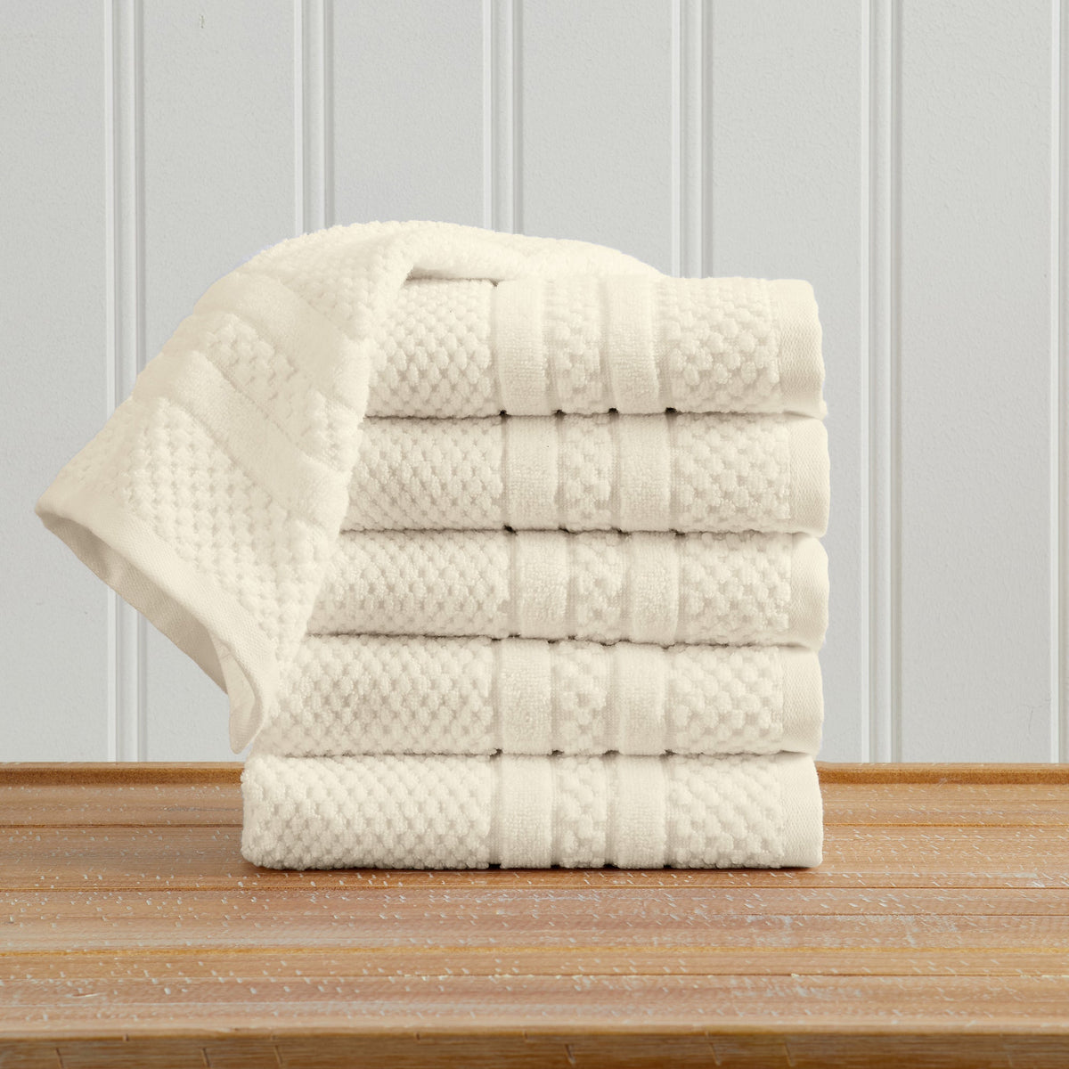 100% Cotton Checkered Jacquard Bath Towel Set - Giuliana Collection Hand Towel (Pack of 6) Ivory Bath - Tophatter Daily Deals