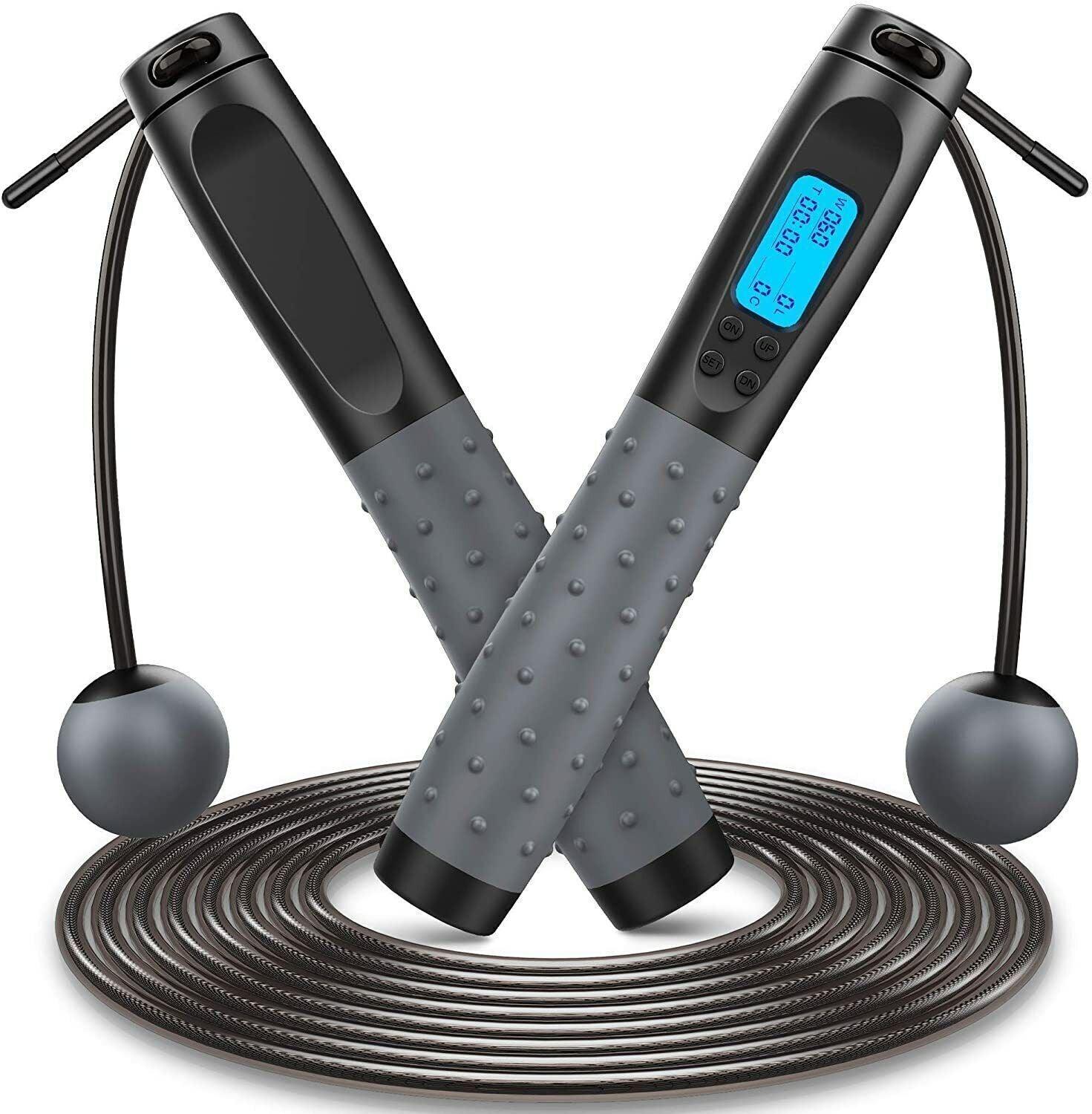 Best Skipping Rope UK - Skipping Rope with Counter, Gritin Digital Speed Jump Rope for Kids Adults Exercise & Fitness - Tophatter Daily Deals