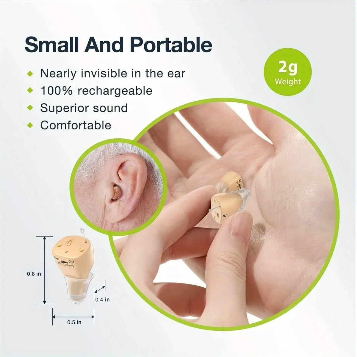 Rechargeable Hearing Aids – Invisible In-Ear, Noise Reduction, Volume Control In-Ear Headphones - Tophatter Daily Deals