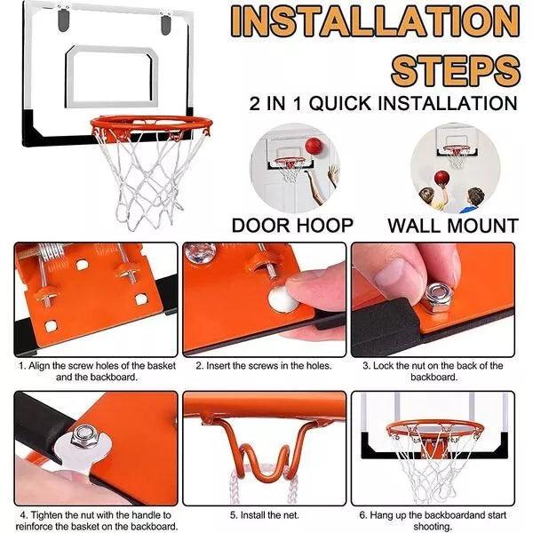 Indoor Basketball Hoop Set Home Toy - Indoor Shooting Ball Game Sport for Child Children Kids , Mini Basketball Hoop for Door with 4 Balls Indoor Games - Tophatter Daily Deals