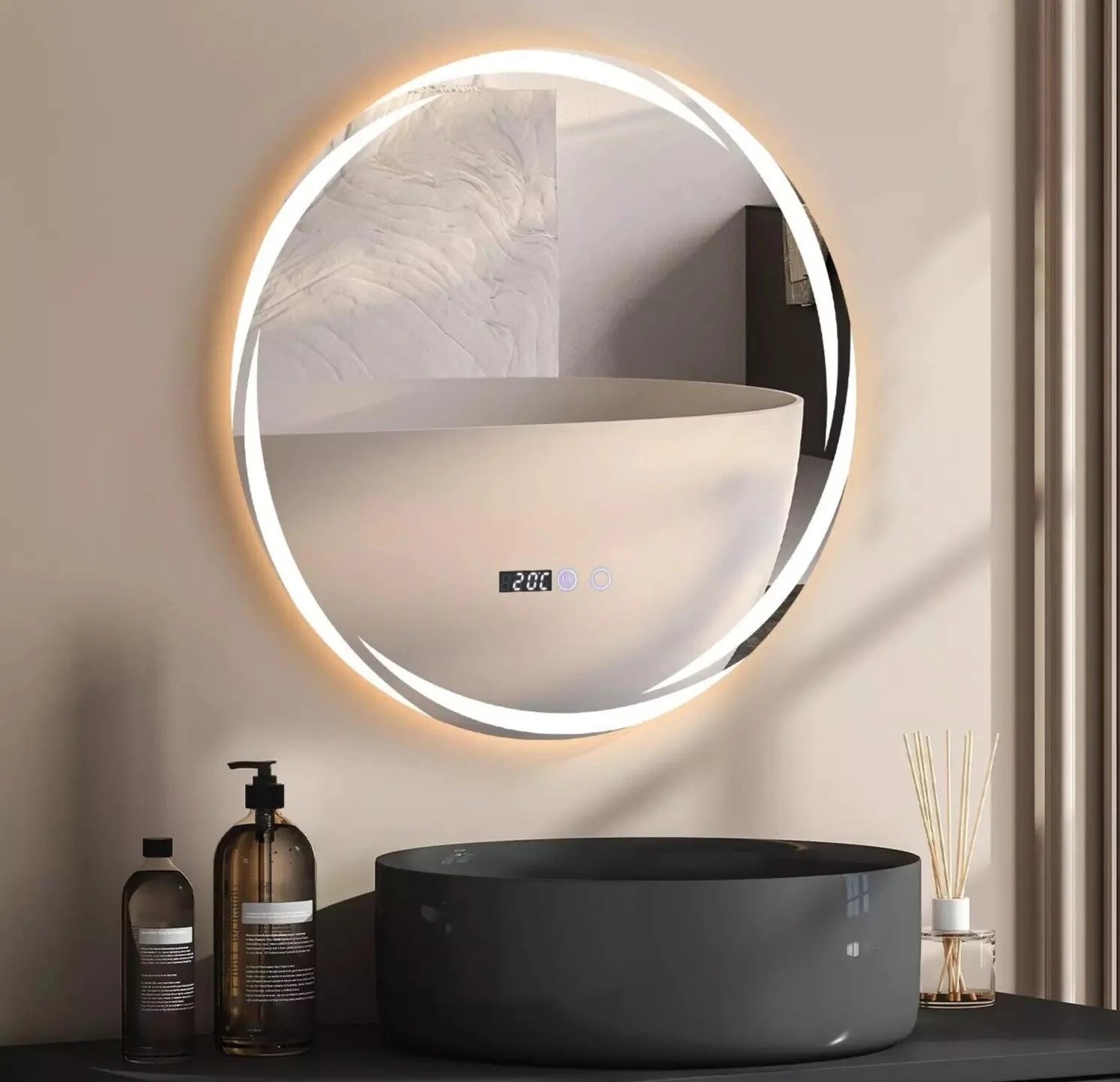 Light Up Mirror For Bathroom - LED Illuminated Bathroom Mirror Light Smart Touch Control New 60 cm - Tophatter Daily Deals