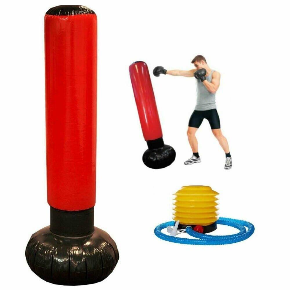 Free Standing Punch Bag With Stand - 160cm Free Standing Inflatable Boxing Punch Bag Kick MMA Training Kids Adults UK Exercise & Fitness - Tophatter Daily Deals