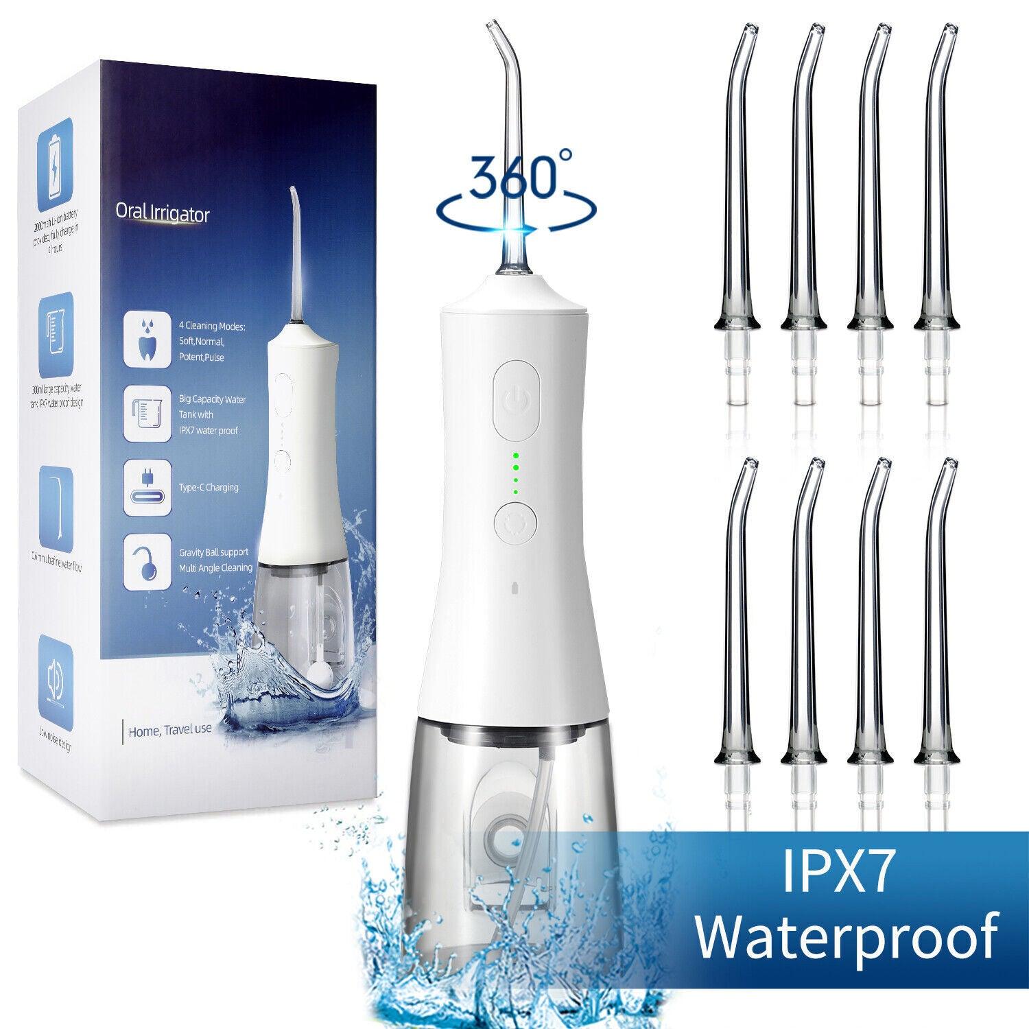 Waterpik Cordless Water Flosser - Cordless Water Flosser Dental Oral Irrigator for Teeth Cleaner 8 Jet Tips White Dental Tools - Tophatter Daily Deals