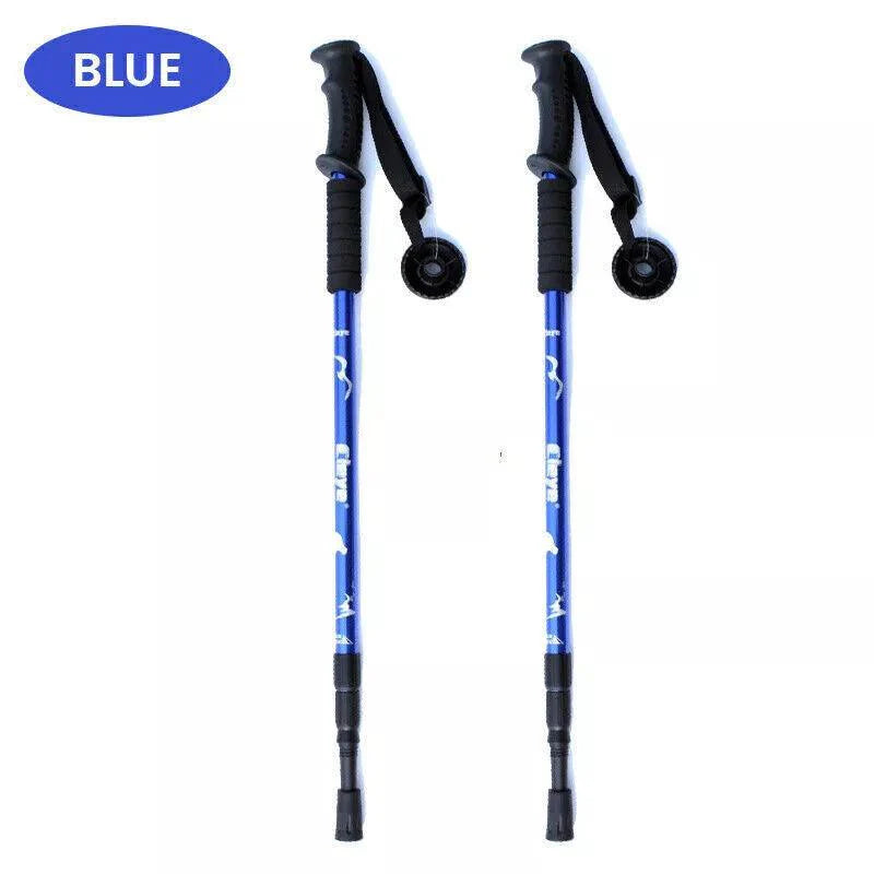 Best Hiking Pole - Trekking Pole, Collapsible Hiking Pole Stick with Quick Lock System 7075 Aluminum Blue Outdoor Recreation - Tophatter Daily Deals