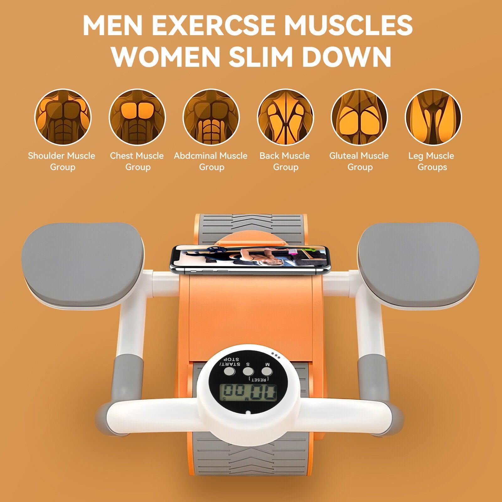 Roller for Abs Workout - Ab Roller Wheel Automatic Spring Back Elbow Support Tool Exercise & Fitness - Tophatter Daily Deals