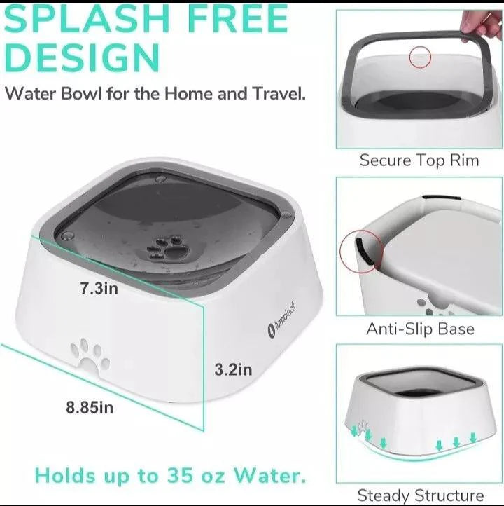Non Spill Dog Water Bowls - 35oz Pet Water Bowl Splash Proof Dispenser Travel Portable Non Drip Pet Products - Tophatter Daily Deals