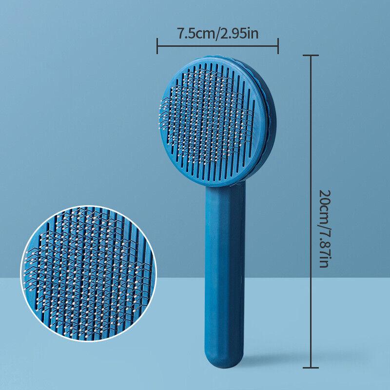 Pin Brushes for Dogs - Pet Dog Cat Brush Grooming Slicker Self Cleaning Slicker Brush Massage Hair Comb Navy Pet Products - Tophatter Daily Deals