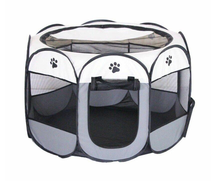 Large Fabric Dog Crates - Foldable Soft Fabric Dog Crate Cat Cage Pet Portable Travel Puppy Play Pen Tent Grey Pet Products - Tophatter Daily Deals