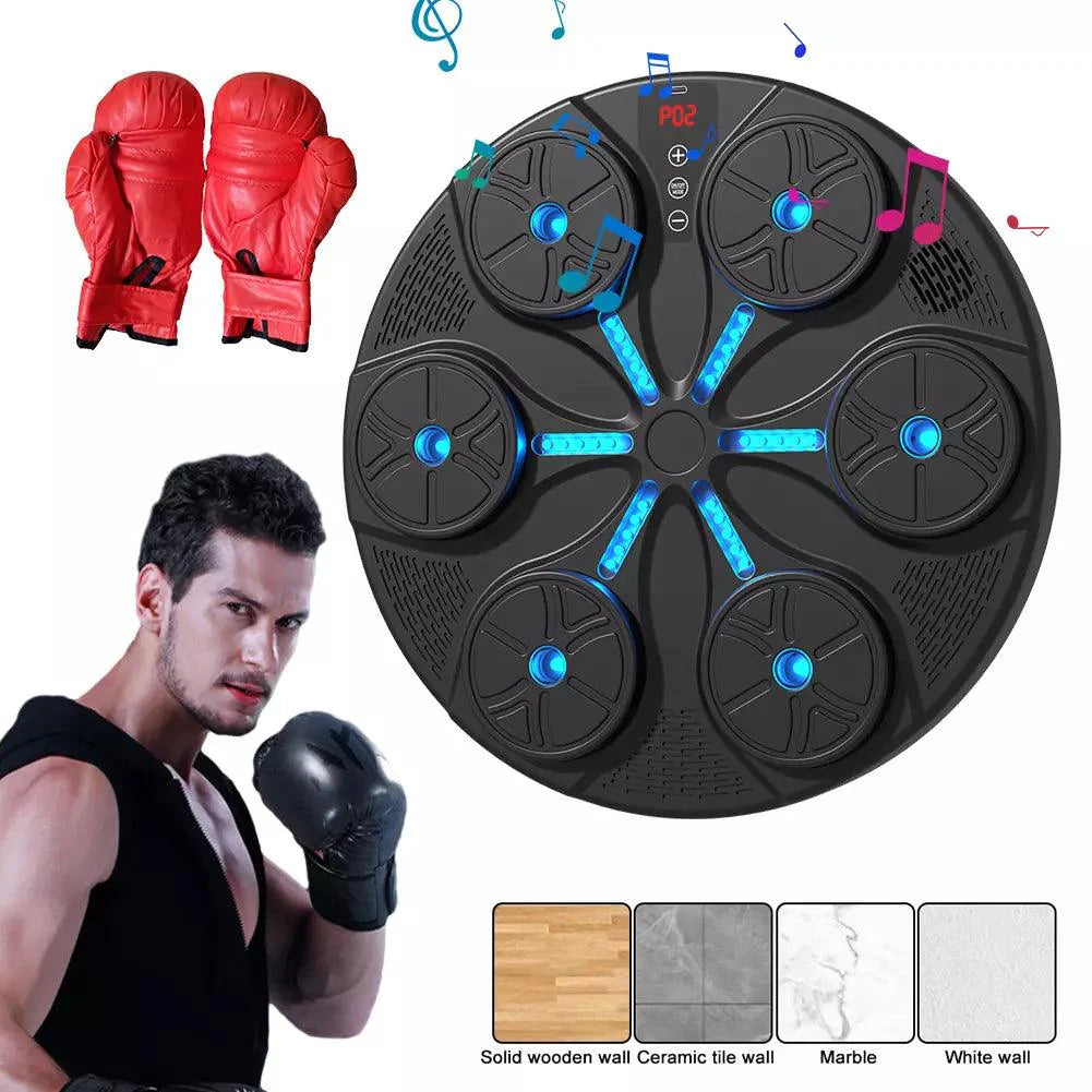 Music Boxing Machine UK - Wall Mounted Music Punching Machine Bluetooth Smart Music Boxing Workout Machine Indoor React Exercise Machine LED Pad parallel With Gloves Sports - Tophatter Daily Deals