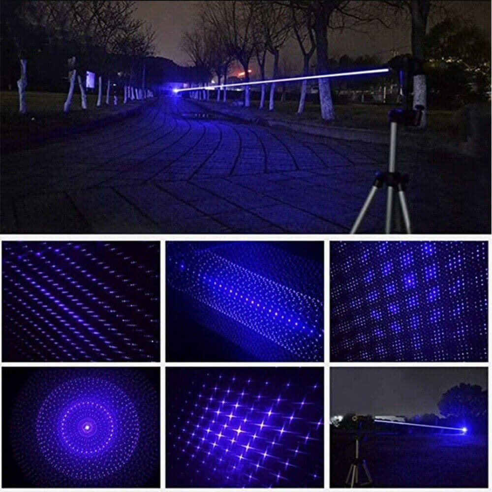 Blue Gatling Burning Laser Pointer Adjustable Visible Beam Dot Light - Tophatter Daily Deals