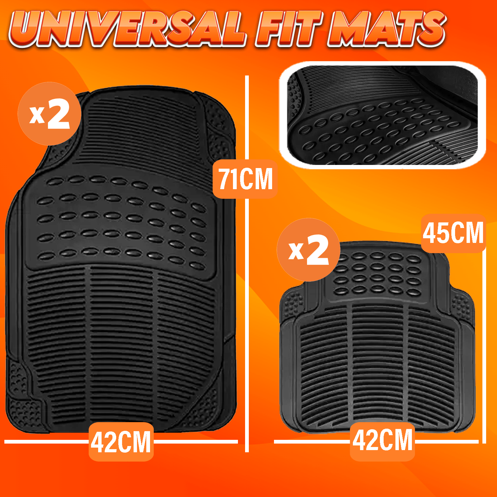 Fitted Car Mats UK - 4pcs Heavy Duty Universal Black Rubber Car Mat Set Non Slip Car Van Mats UK Apparel & Accessories - Tophatter Daily Deals