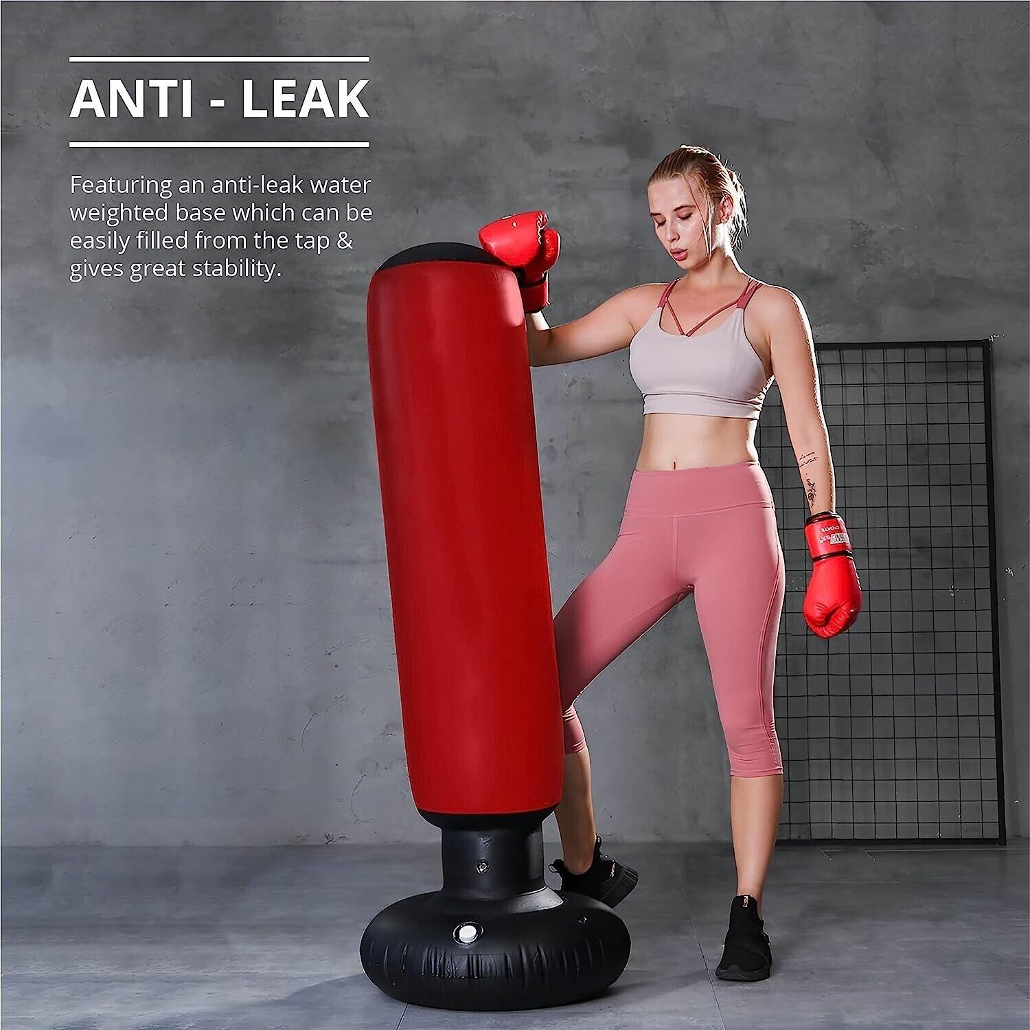 Free Standing Punch Bag With Stand - 160cm Free Standing Inflatable Boxing Punch Bag Kick MMA Training Kids Adults UK Exercise & Fitness - Tophatter Daily Deals