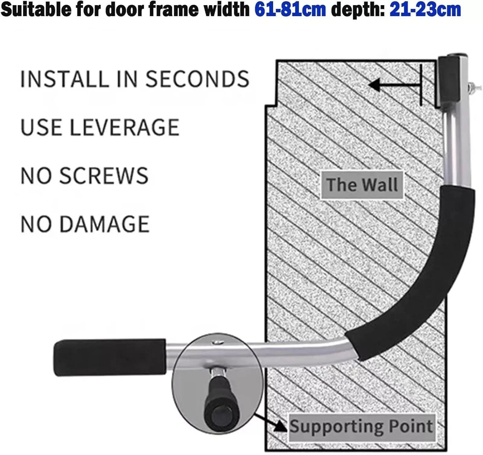 Exercise Bar for Door - Iron Gym Pull Up Bars Door Fitness Equipment Total Upper Body Workout Bar for Doorway, Adjustable Width Locking, No Screws Portable Exercise & Fitness - Tophatter Daily Deals