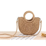 Summer Top Handle Semi Circle Straw Bag Handbags & Wallets - Tophatter Daily Deals