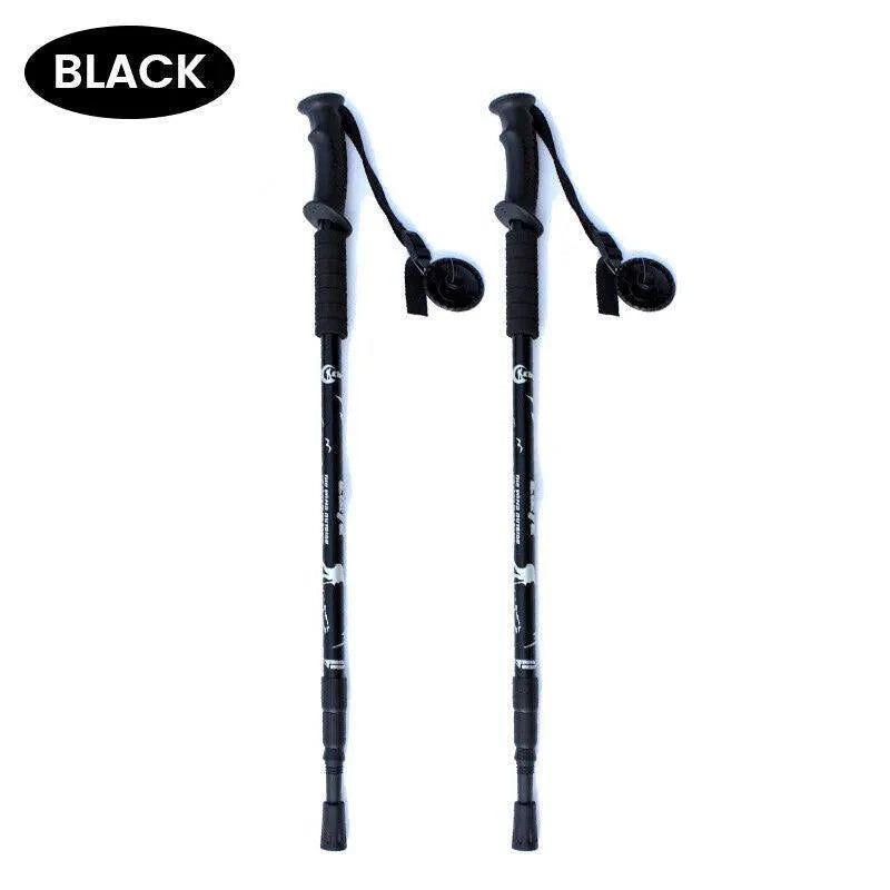 Best Hiking Pole - Trekking Pole, Collapsible Hiking Pole Stick with Quick Lock System 7075 Aluminum Black Outdoor Recreation - Tophatter Daily Deals