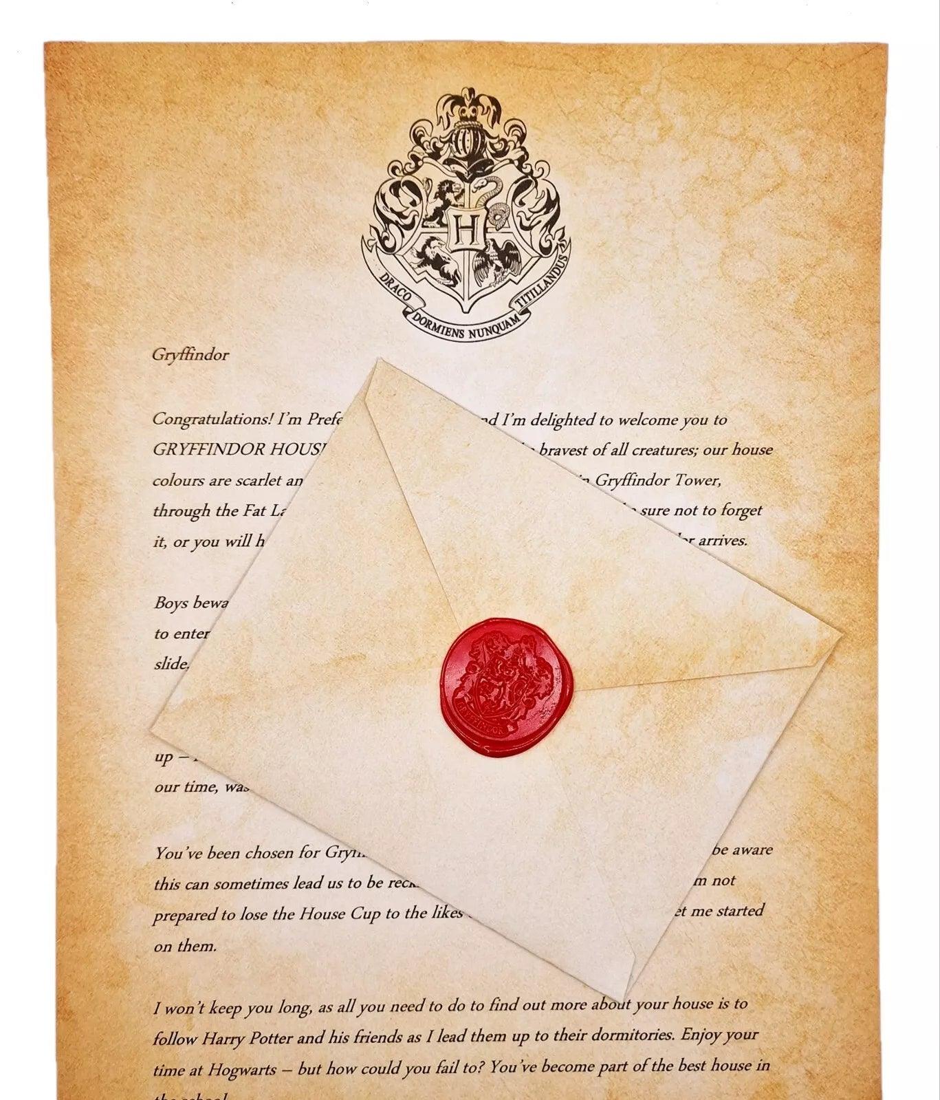 Harry Potter Welcome Letter- Hogwarts WELCOME TO GRYFFINDOR House Letter Festive & Franchise - Tophatter Daily Deals