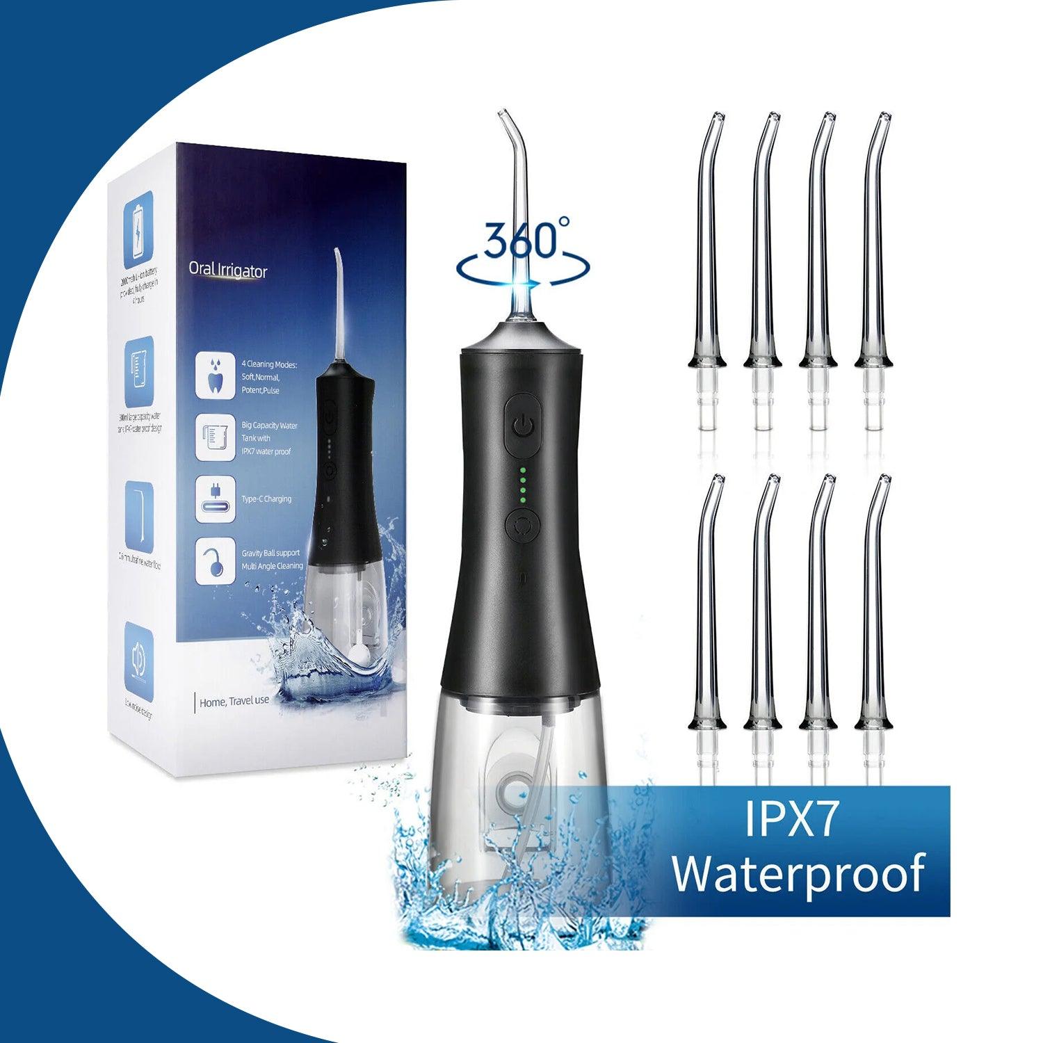 Waterpik Cordless Water Flosser - Cordless Water Flosser Dental Oral Irrigator for Teeth Cleaner 8 Jet Tips Black Dental Tools - Tophatter Daily Deals