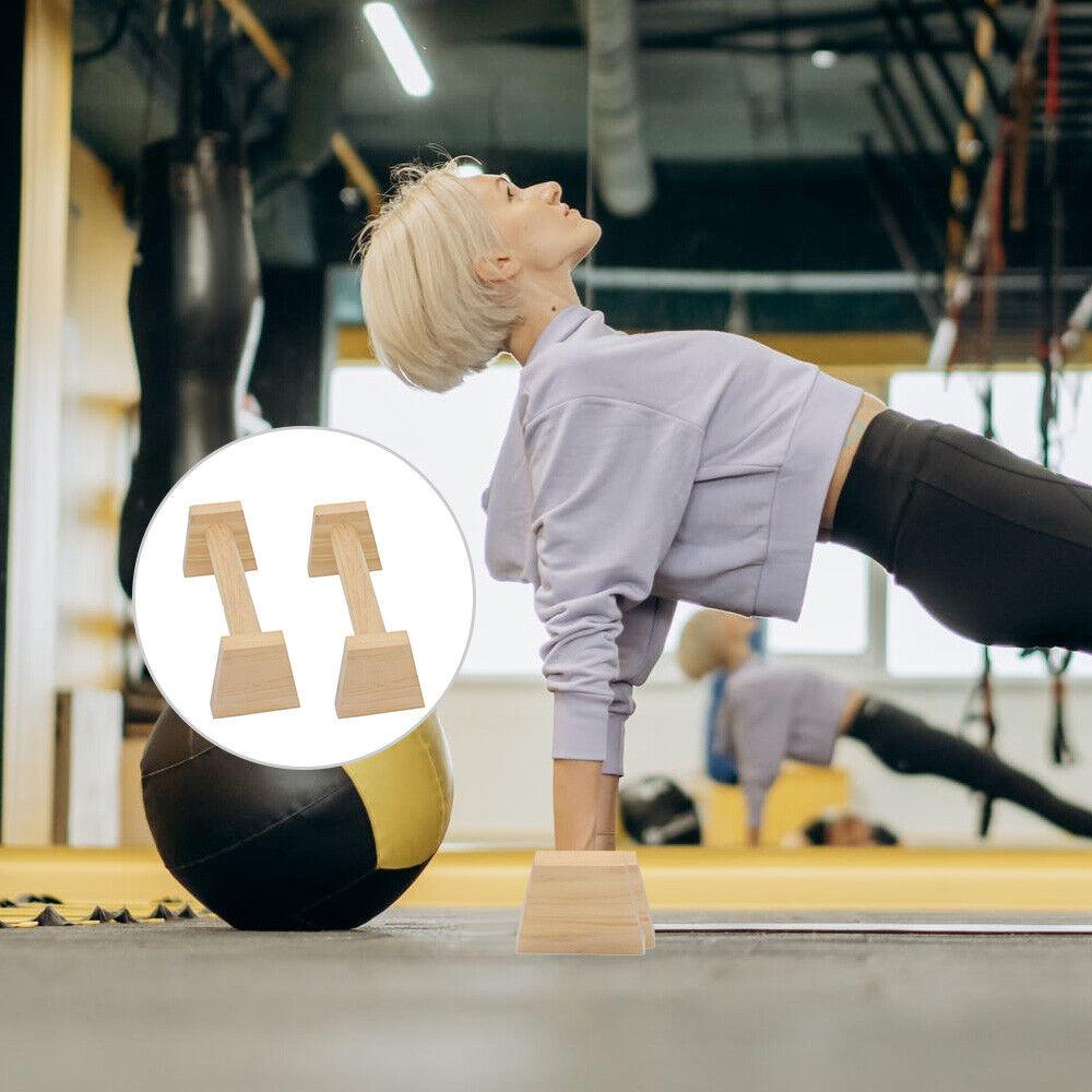 Wooden Parallettes UK - Fitness Push Up Bars Wooden Mini Parallettes Gymnastics Bars Exercise & Fitness - Tophatter Daily Deals