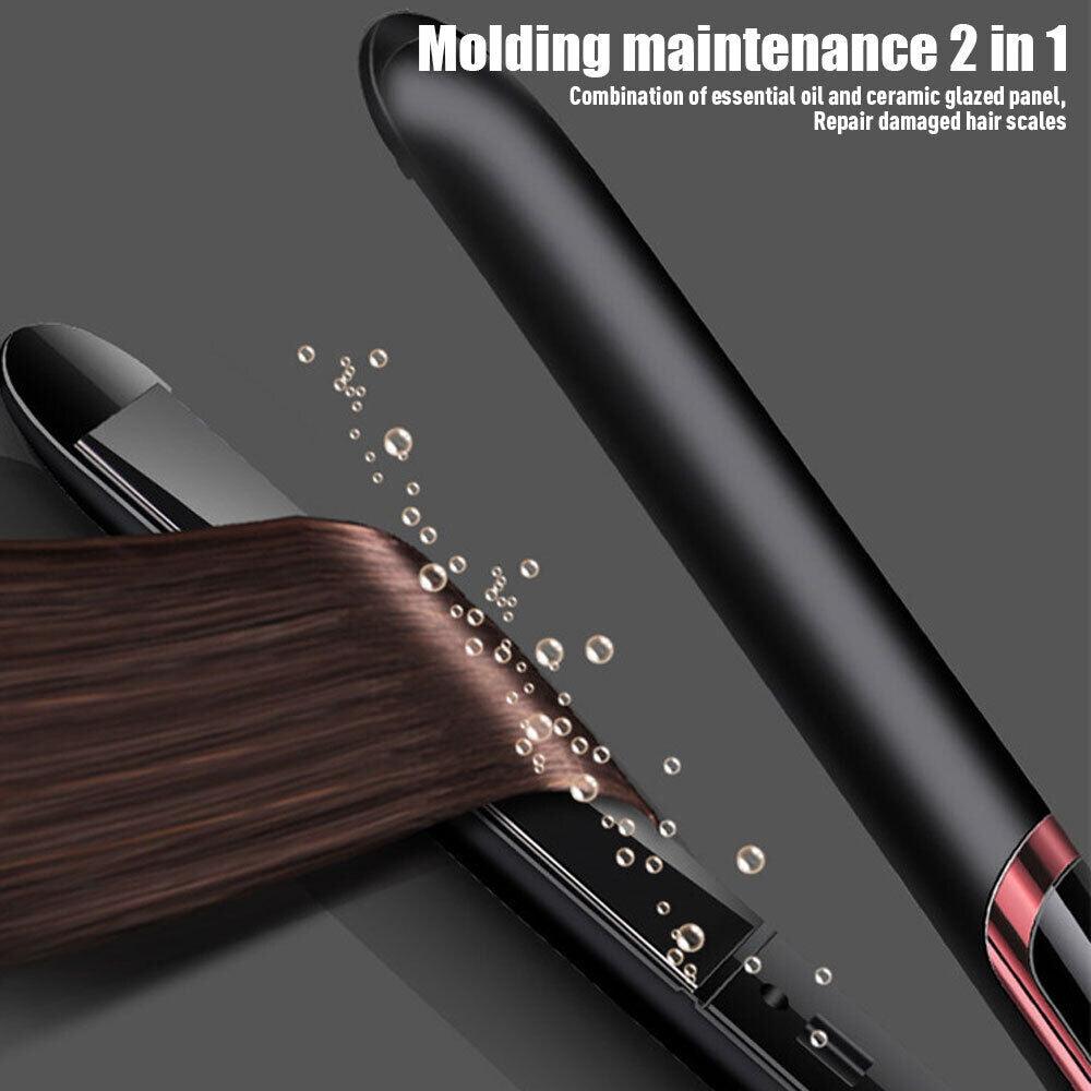 Hair Straighteners Curlers - Hair Straightener Heat Styling Tool, ELLESYE Professional 2 in 1 Ceramic Hair Straightener and Curler Negative Ions New Arrival - Tophatter Daily Deals