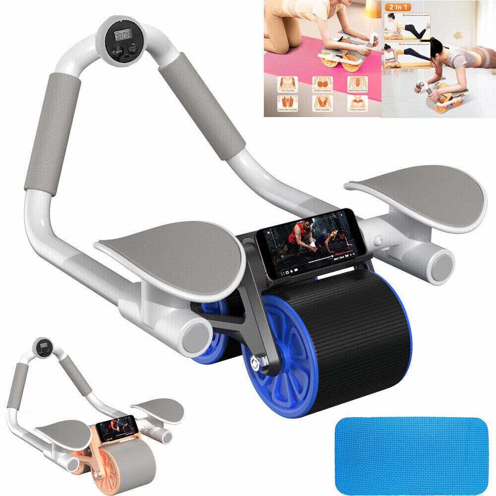 Roller for Abs Workout - Ab Roller Wheel Automatic Spring Back Elbow Support Tool Blue Exercise & Fitness - Tophatter Daily Deals