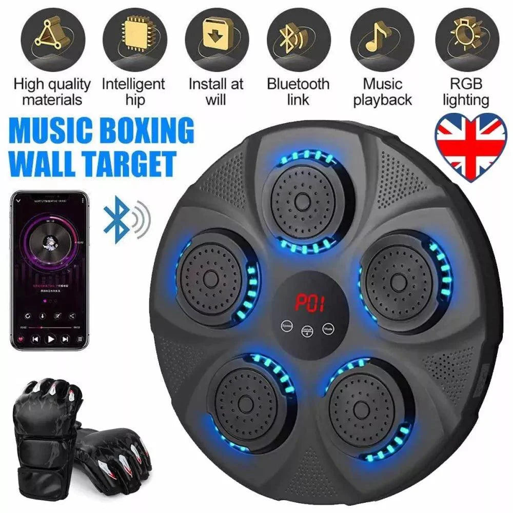 Music Boxing Machine UK - Wall Mounted Music Punching Machine Bluetooth Smart Music Boxing Workout Machine Indoor React Exercise Machine LED Pad With Gloves Sports - Tophatter Daily Deals