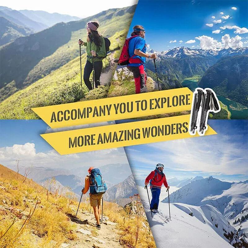 Best Hiking Pole - Trekking Pole, Collapsible Hiking Pole Stick with Quick Lock System 7075 Aluminum Outdoor Recreation - Tophatter Daily Deals