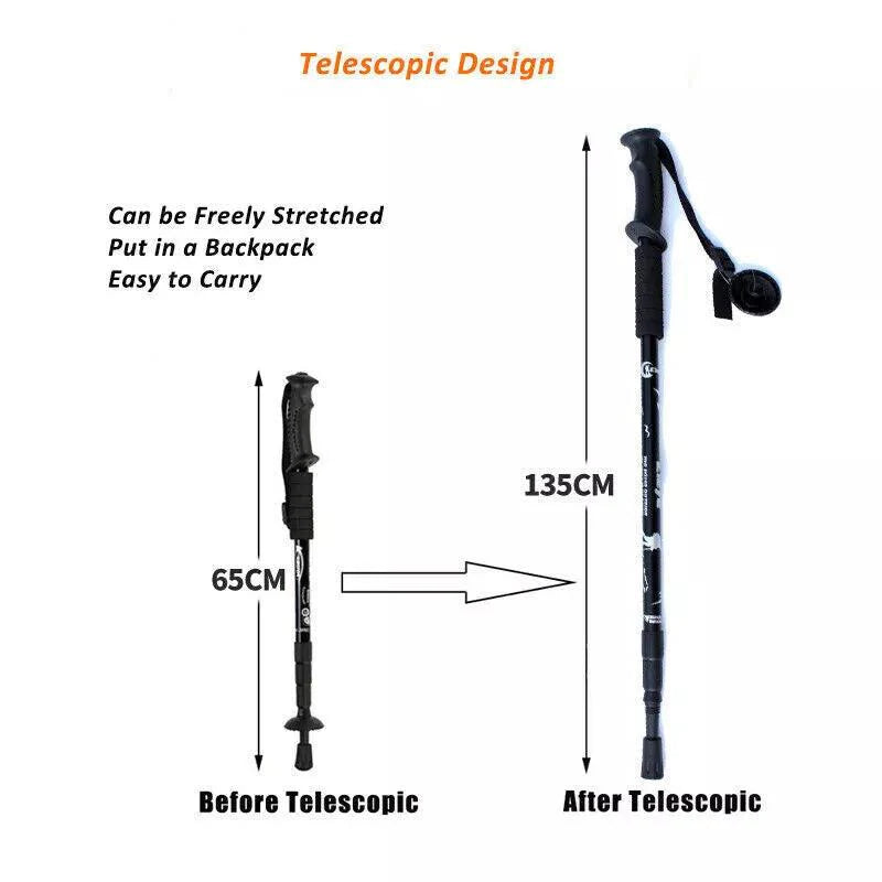 Best Hiking Pole - Trekking Pole, Collapsible Hiking Pole Stick with Quick Lock System 7075 Aluminum Outdoor Recreation - Tophatter Daily Deals