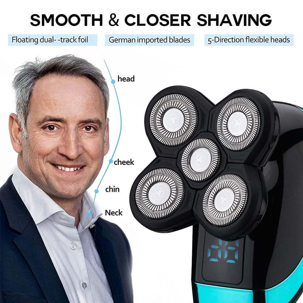 Best Head Shaver UK - Electric Razor for Men Bald Head Shaver Rotary Cordless Nose Hair ElectriBrite Personal Care - Tophatter Daily Deals