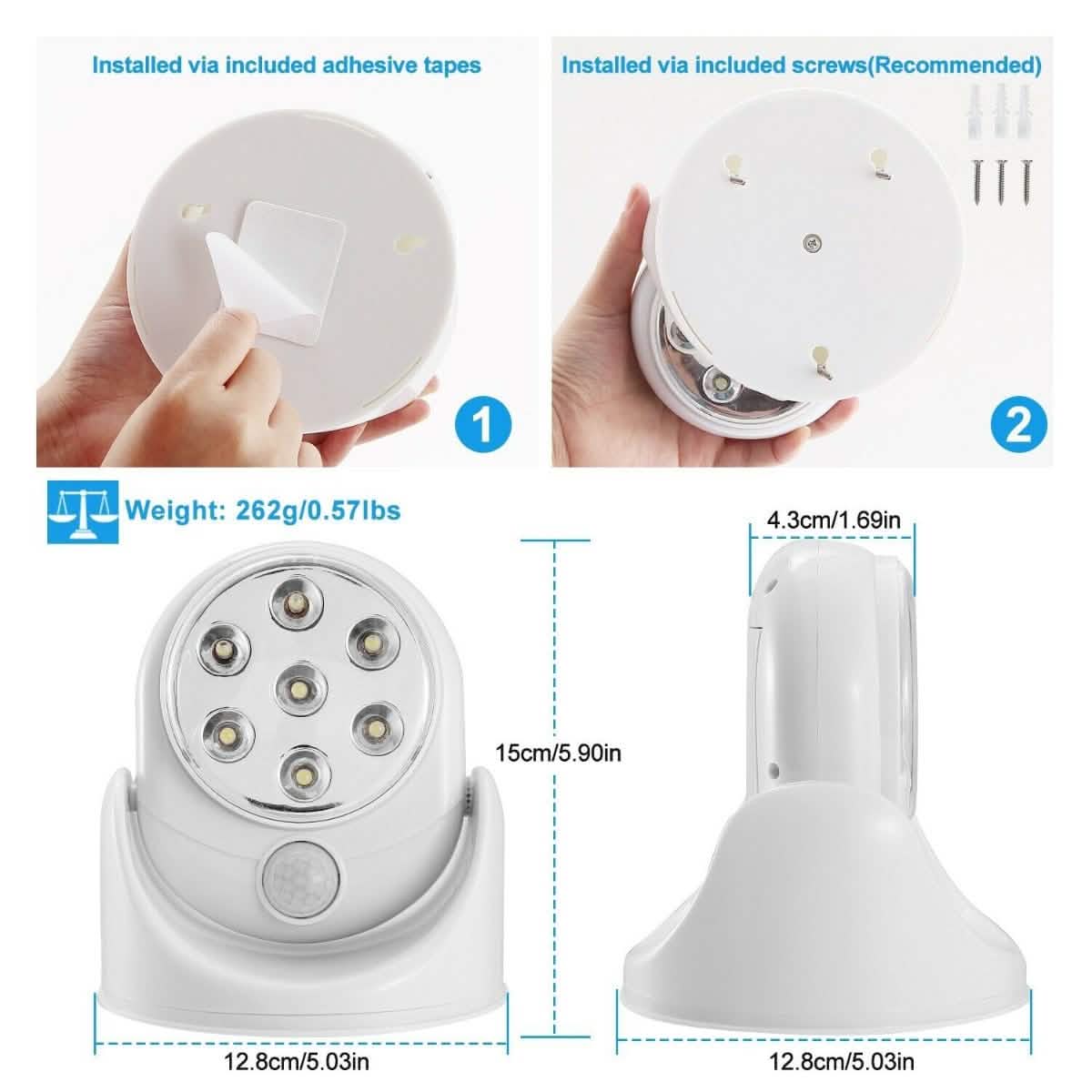 Wireless LED Spotlight 90° Motion Sensor Night Lamp Indoor Lighting - Tophatter Daily Deals