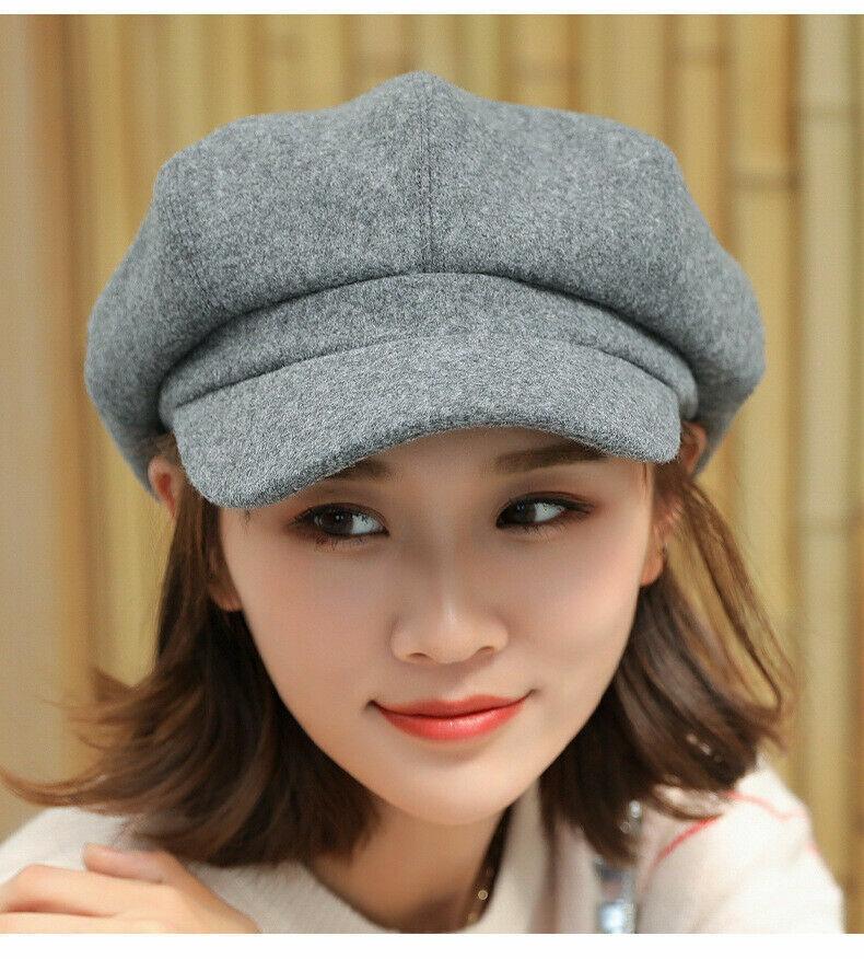 Knitted Baker Boy Hat Womens - Ladies Womens Girls Wool Blend Baker Boy Peaked Cap Newsboy Hat Christmas UK Winter Warm - Tophatter Daily Deals