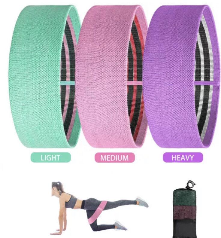 Strongest Resistance Bands - Fabric Resistance Bands Set 3 Heavy Duty Booty Glute Hip Circle Butt Non Slip Exercise & Fitness - Tophatter Daily Deals