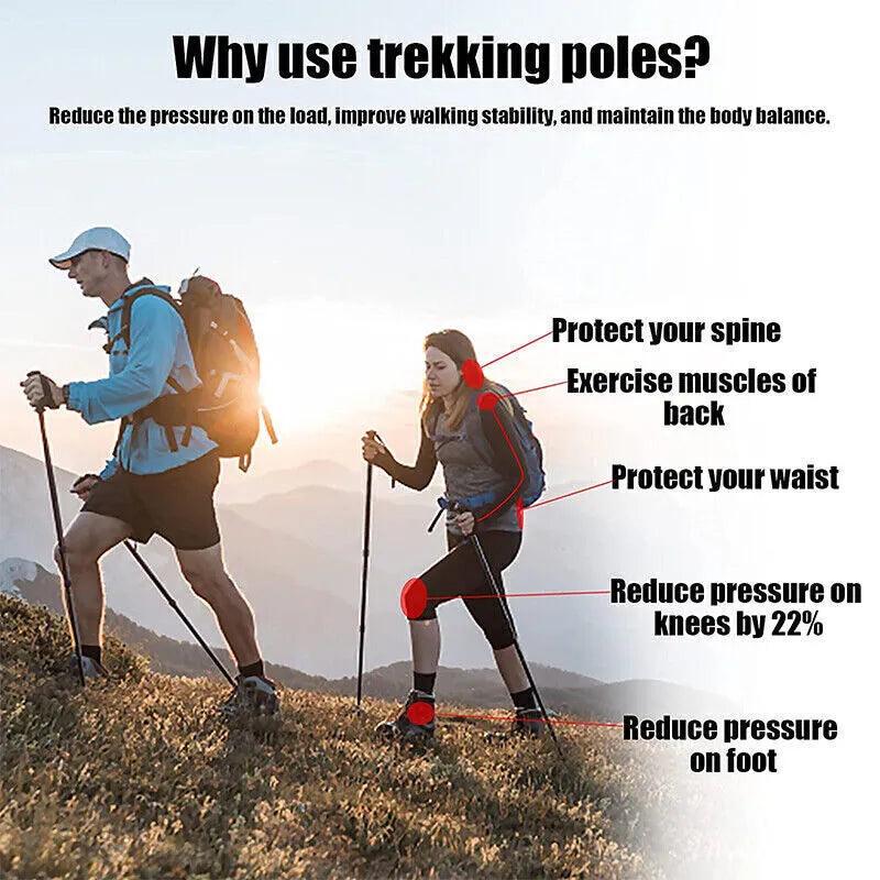 Best Hiking Pole - Trekking Pole, Collapsible Hiking Pole Stick with Quick Lock System 7075 Aluminum Outdoor Recreation - Tophatter Daily Deals