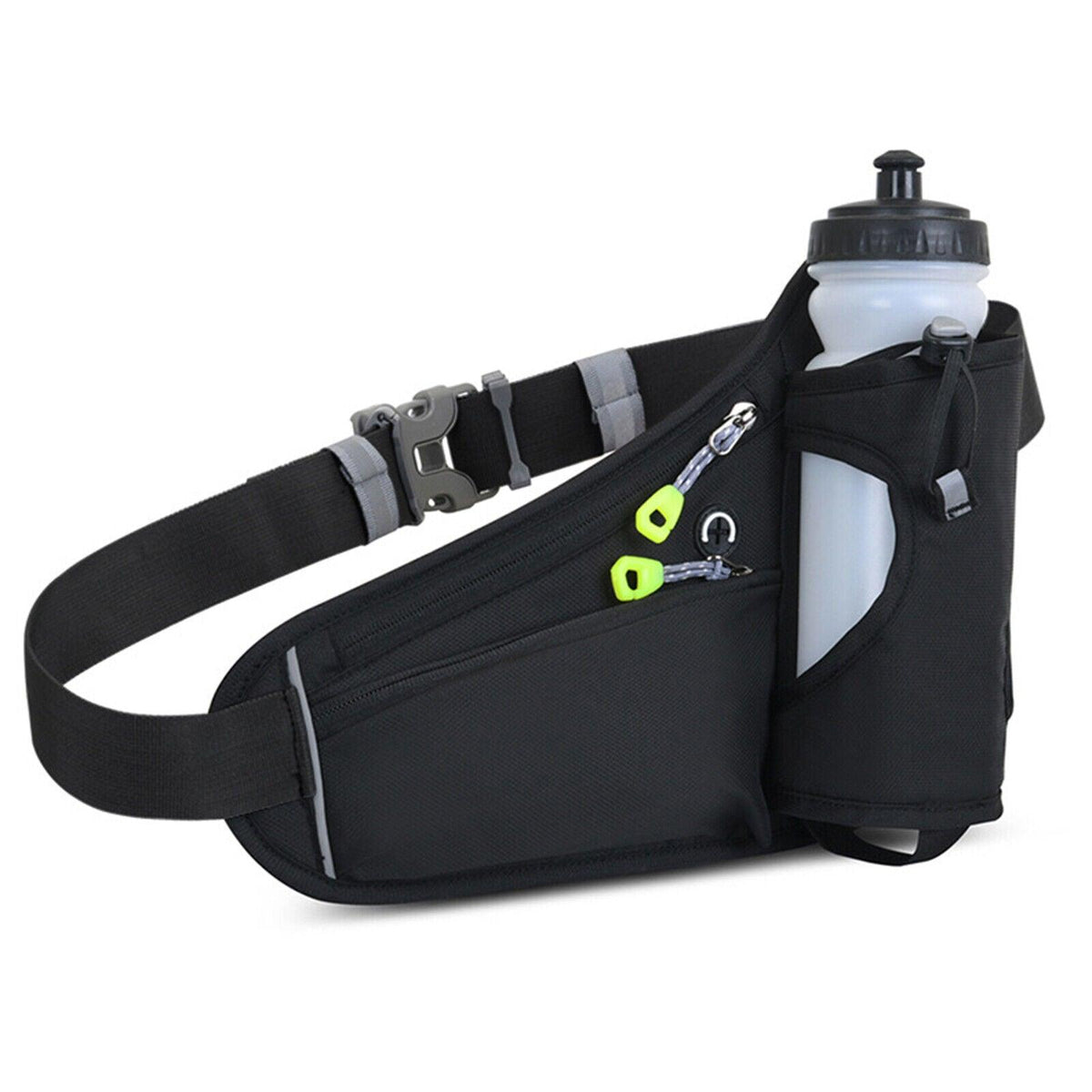 Running Belt With Water Bottle - Running Belt with Water Bottle Holder Waterproof Waist Bum Bag Sport Fanny Pack Black Exercise & Fitness - Tophatter Daily Deals