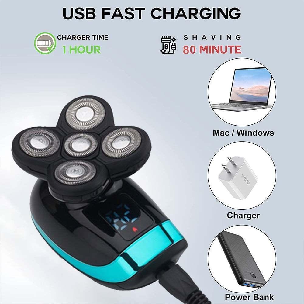 Best Head Shaver UK - Electric Razor for Men Bald Head Shaver Rotary Cordless Nose Hair ElectriBrite Personal Care - Tophatter Daily Deals