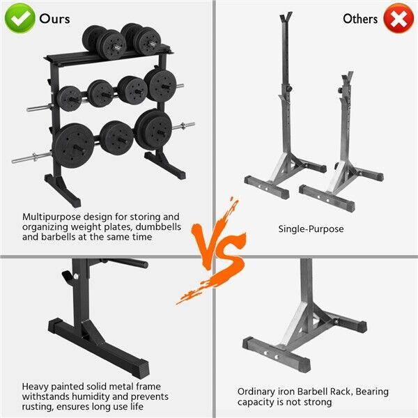 Power Racks for Home Gym - 3 Tier Dumbbell Barbell Rack Weight Plate/Bar Storage Holder for Home Gym Black Dumbbeells rack - Tophatter Daily Deals
