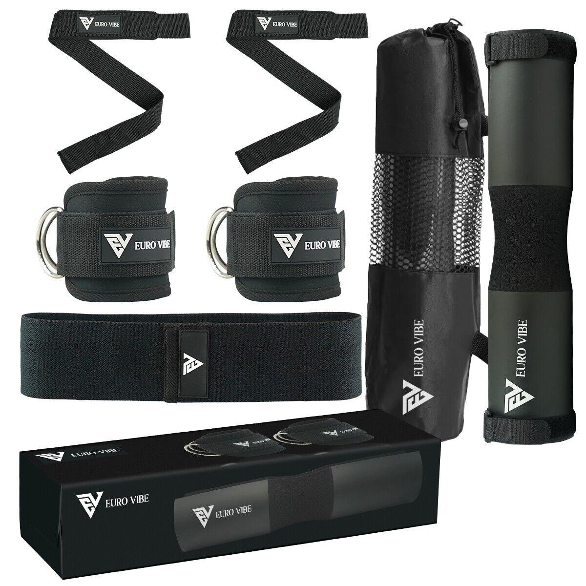 Hip Thruster Bar Pad - Barbell Pad Hip Thrust with Ankle Straps for Cable Machines Do Squats, Lunges, Hip Thrusts, Glutes & Leg Workouts Black Exercise & Fitness - Tophatter Daily Deals